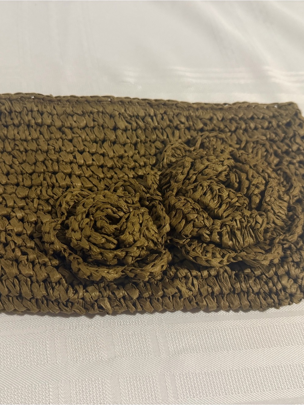 Old Navy Olive Woven Floral Clutch